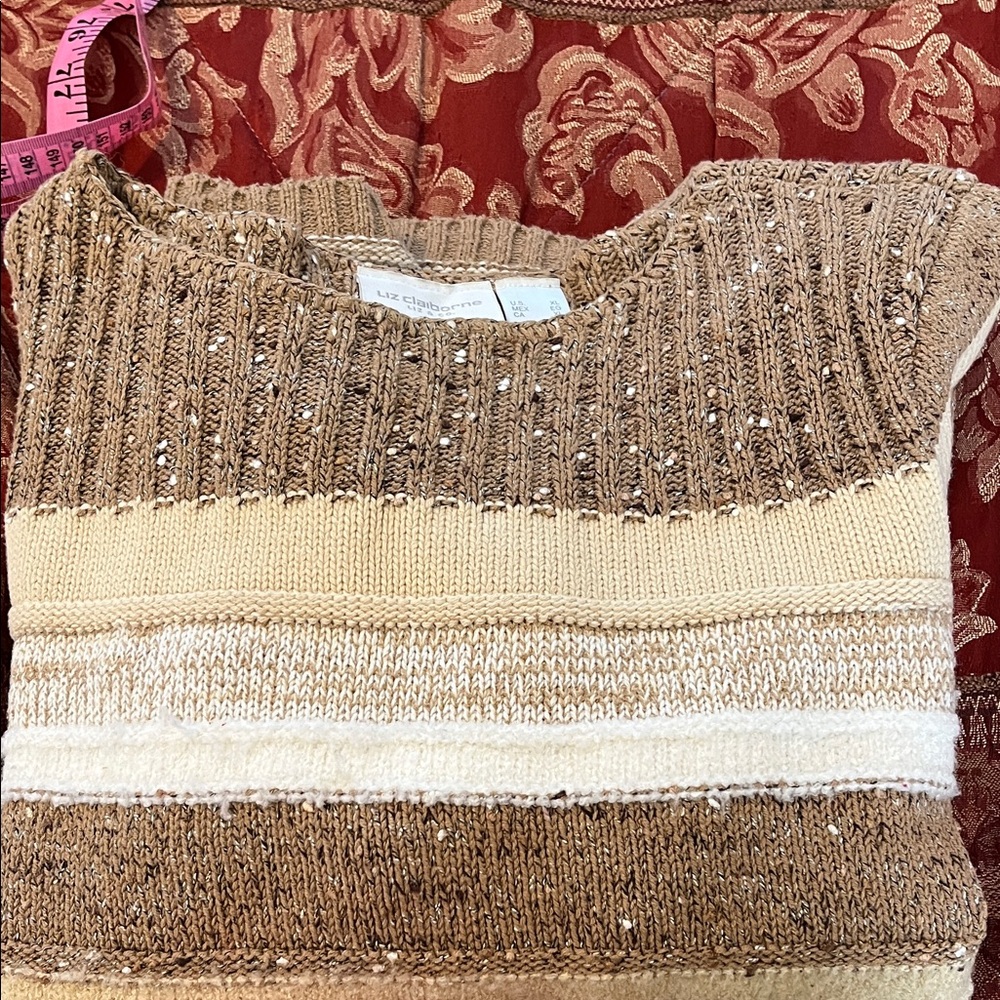 Liz Claiborne Women's Striped Sweater - Brown, Cream, and White - Picture 8 of 8